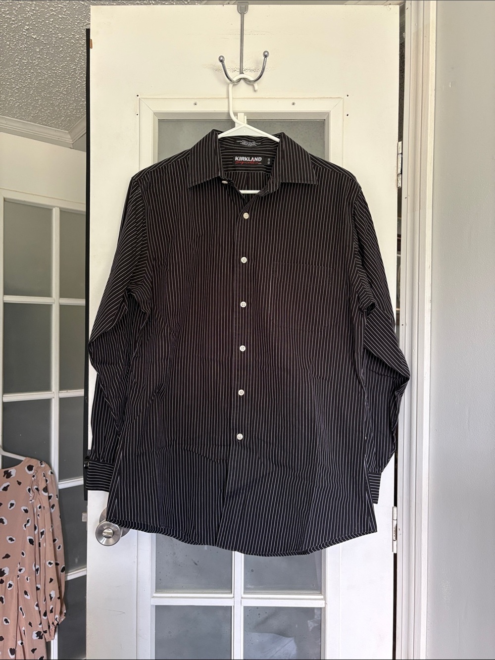 Kirkland Signature Black Shirt with White Pinstripes